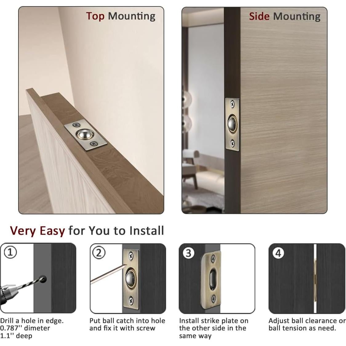 Captura de Puerta de Closet JQK Acero Inoxidable Bronce Antiguo 2 Pzas