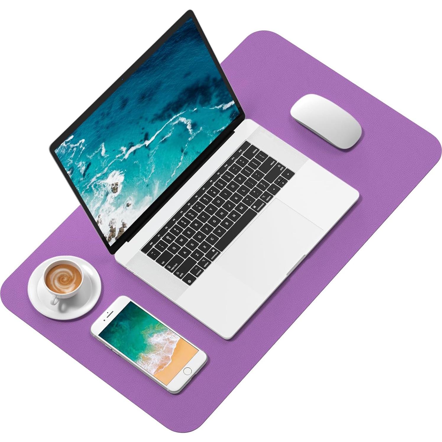 Alfombrilla de Escritorio Hsurbtra 60x35 cm Cuero PU Púrpura