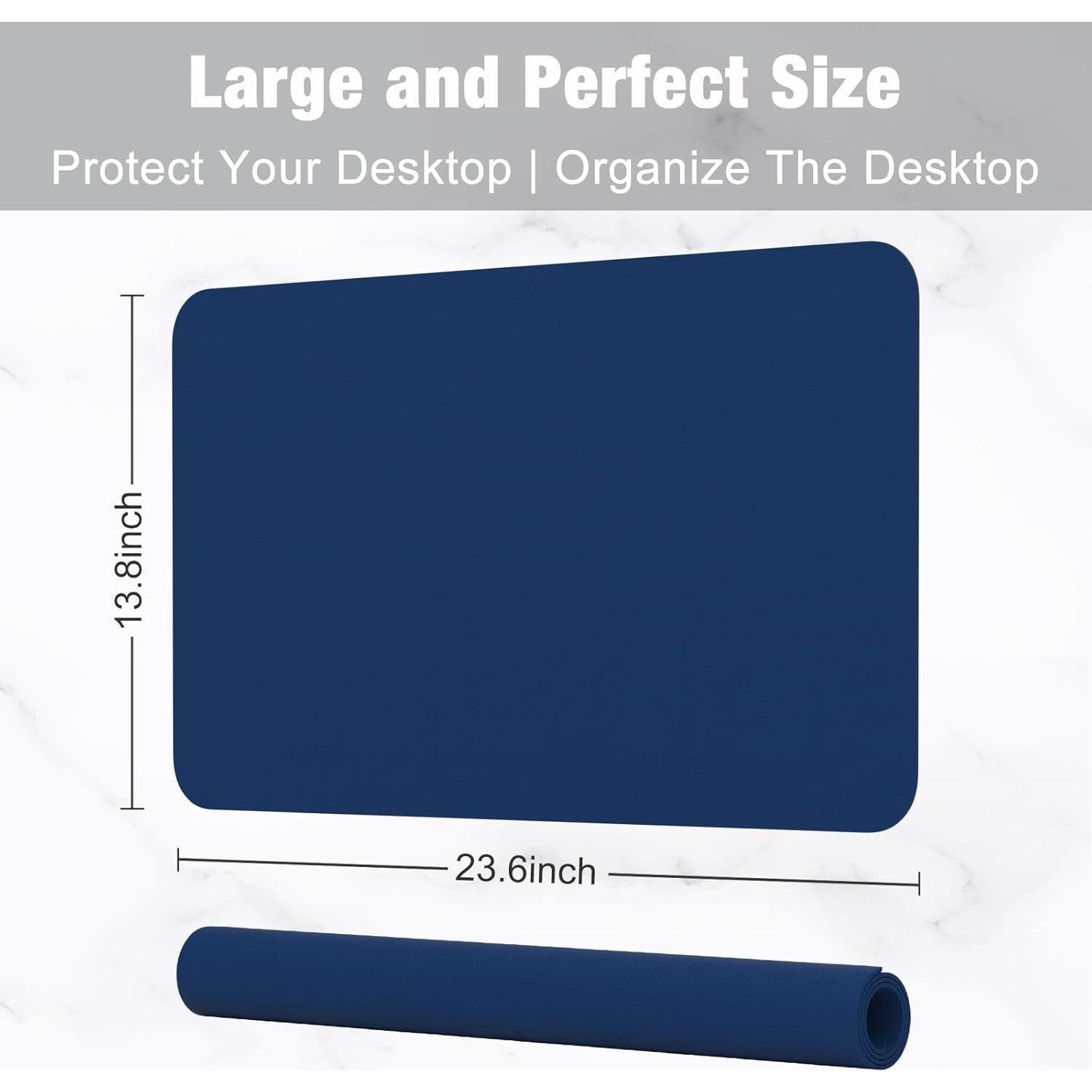 Alfombrilla de Escritorio Hsurbtra 60x35 cm Cuero PU Azul Marino