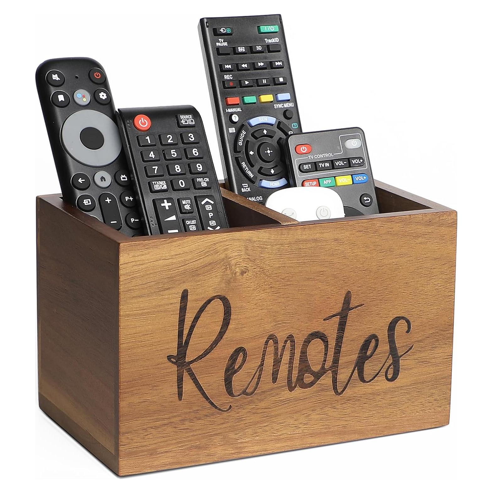 Soporte para Control Remoto de Madera Acacia LBEMEY 2 Compartimentos