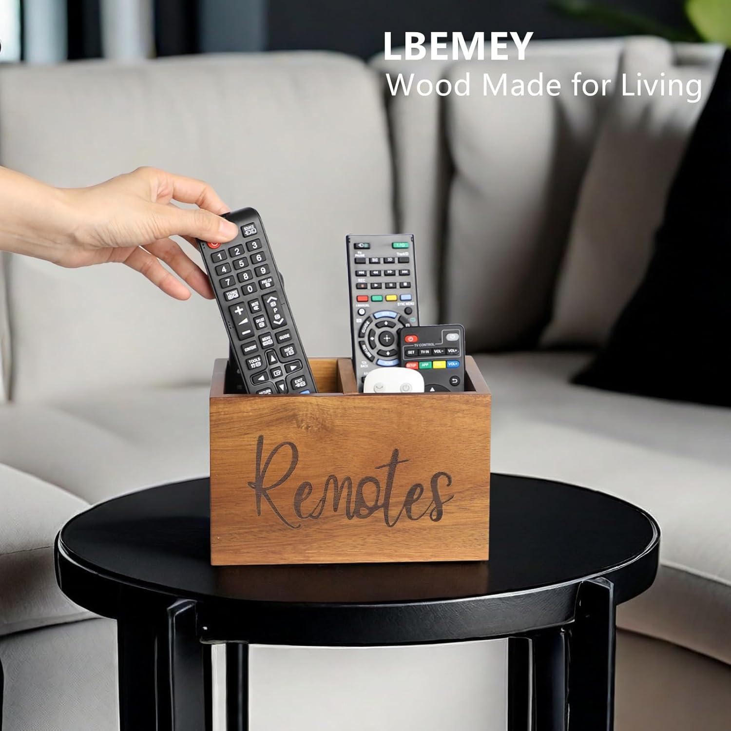 Soporte para Control Remoto de Madera Acacia LBEMEY 2 Compartimentos