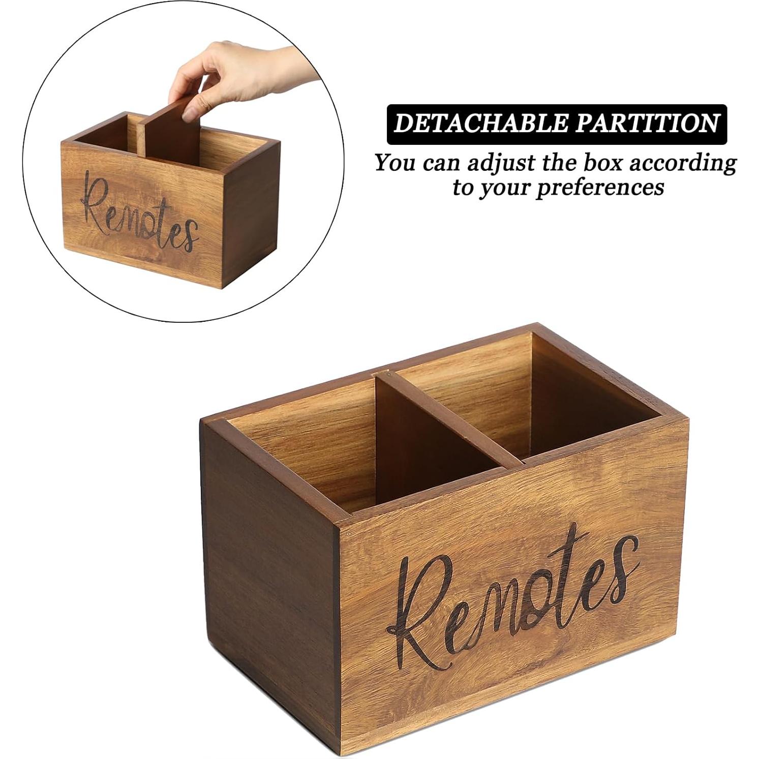 Soporte para Control Remoto de Madera Acacia LBEMEY 2 Compartimentos