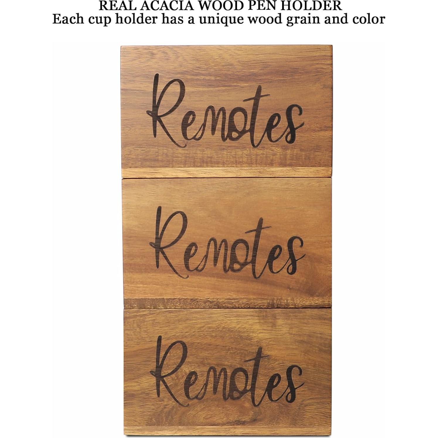 Soporte para Control Remoto de Madera Acacia LBEMEY 2 Compartimentos