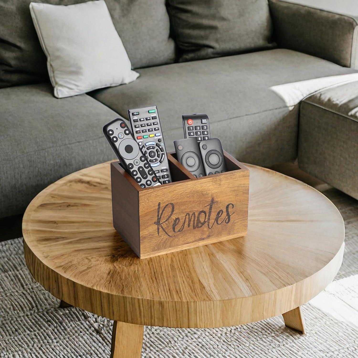 Soporte para Control Remoto de Madera Acacia LBEMEY 2 Compartimentos