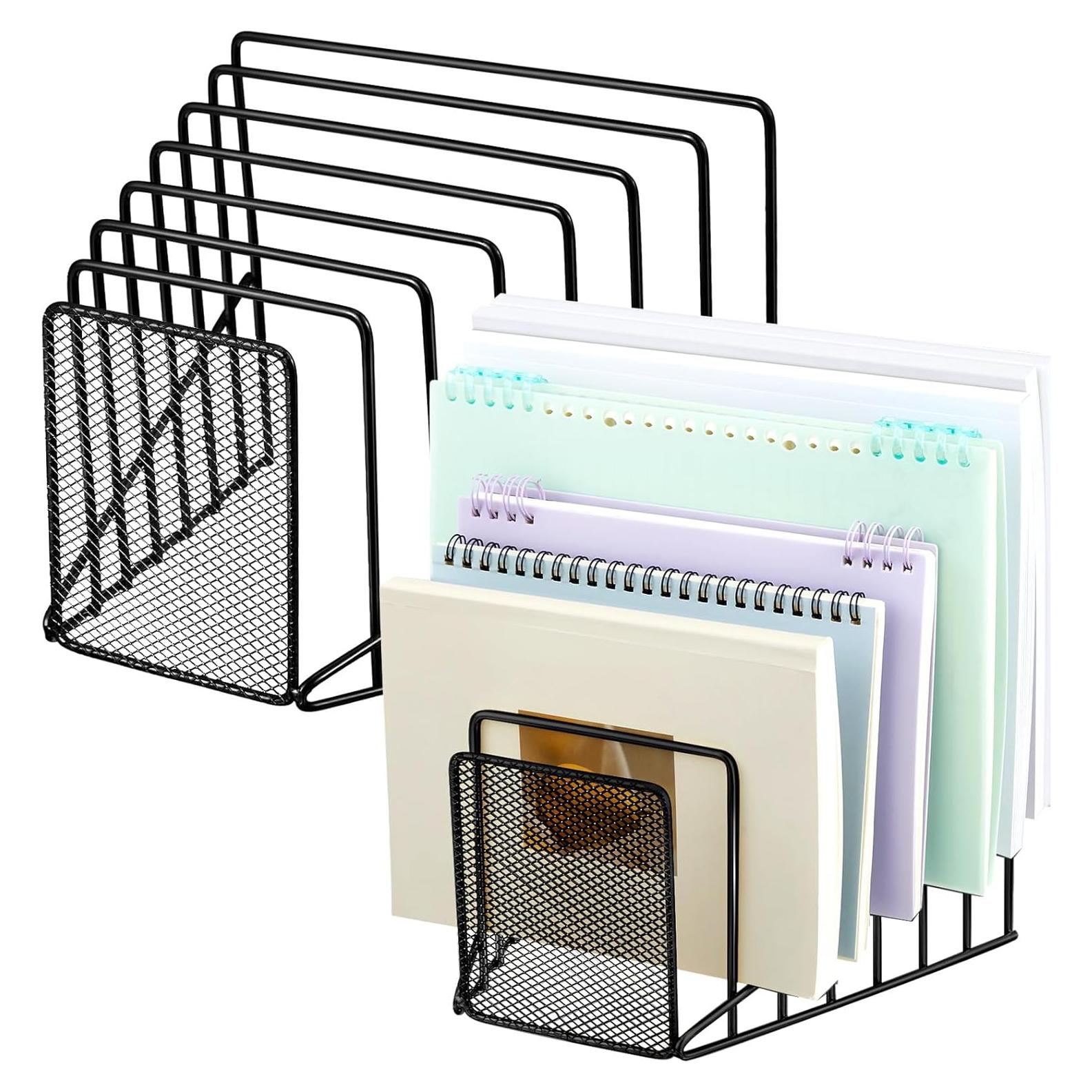 Organizador de Archivos de Metal Chivertion 2 Pcs 7 Ranuras Negro