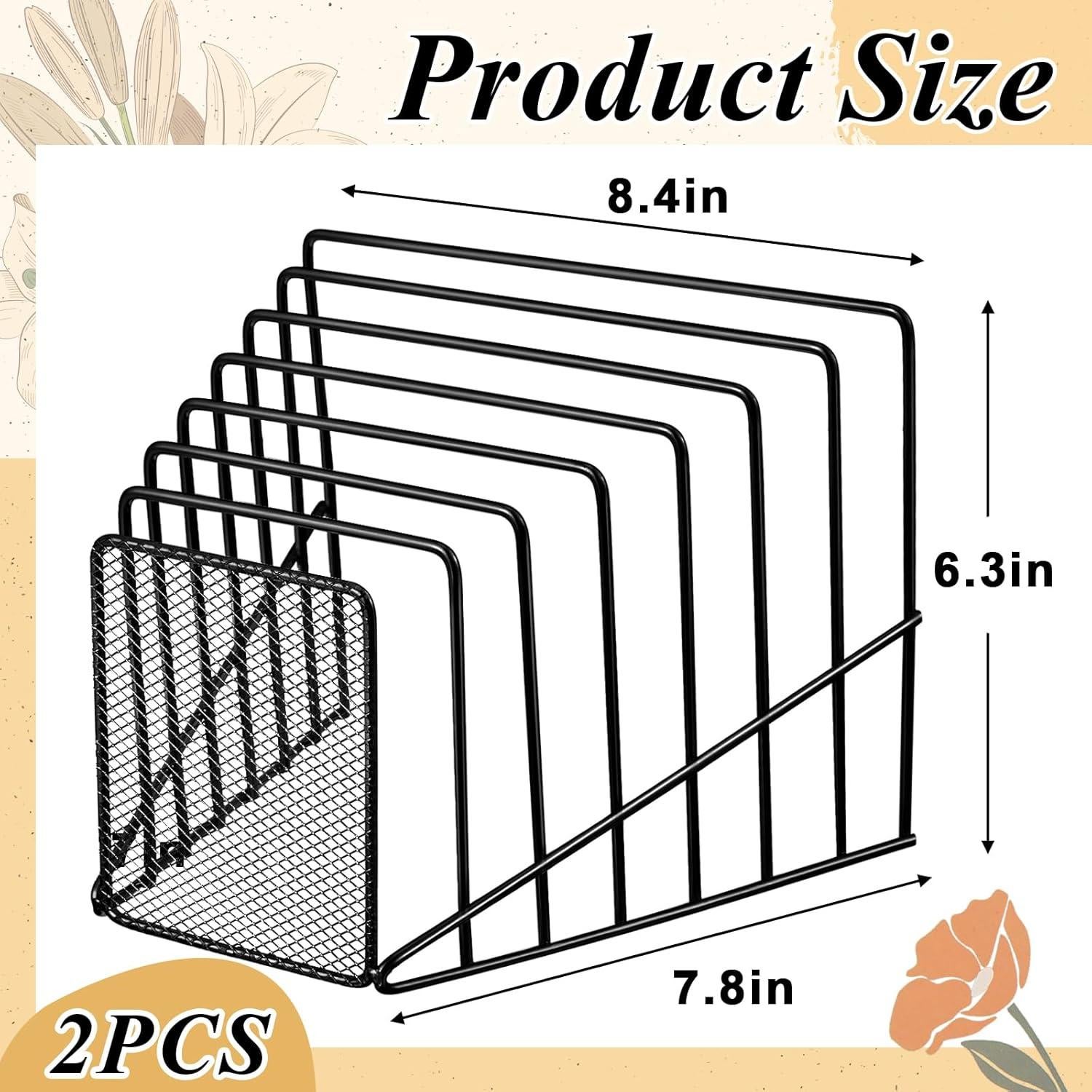 Organizador de Archivos de Metal Chivertion 2 Pcs 7 Ranuras Negro