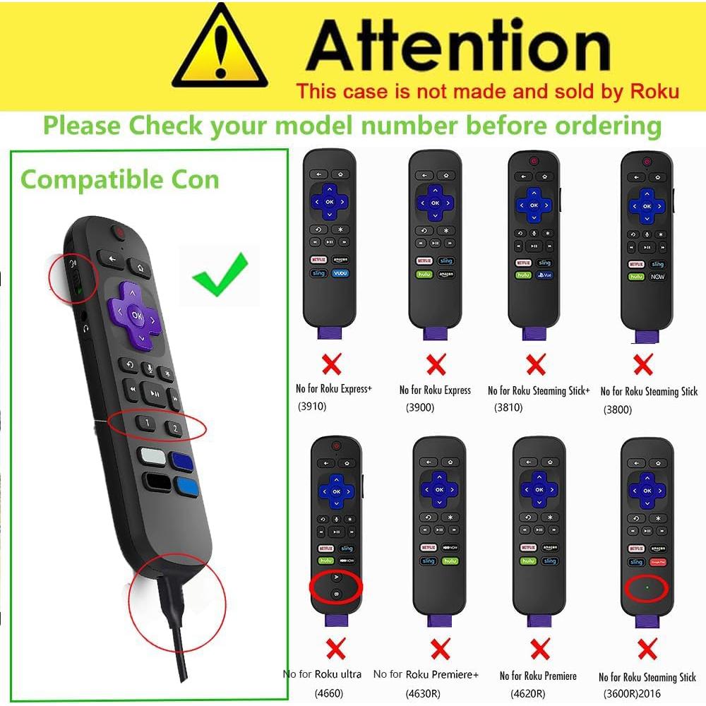 Funda de Control Remoto USTIYA para Roku TV Ultra 2022 - Silicona Negra