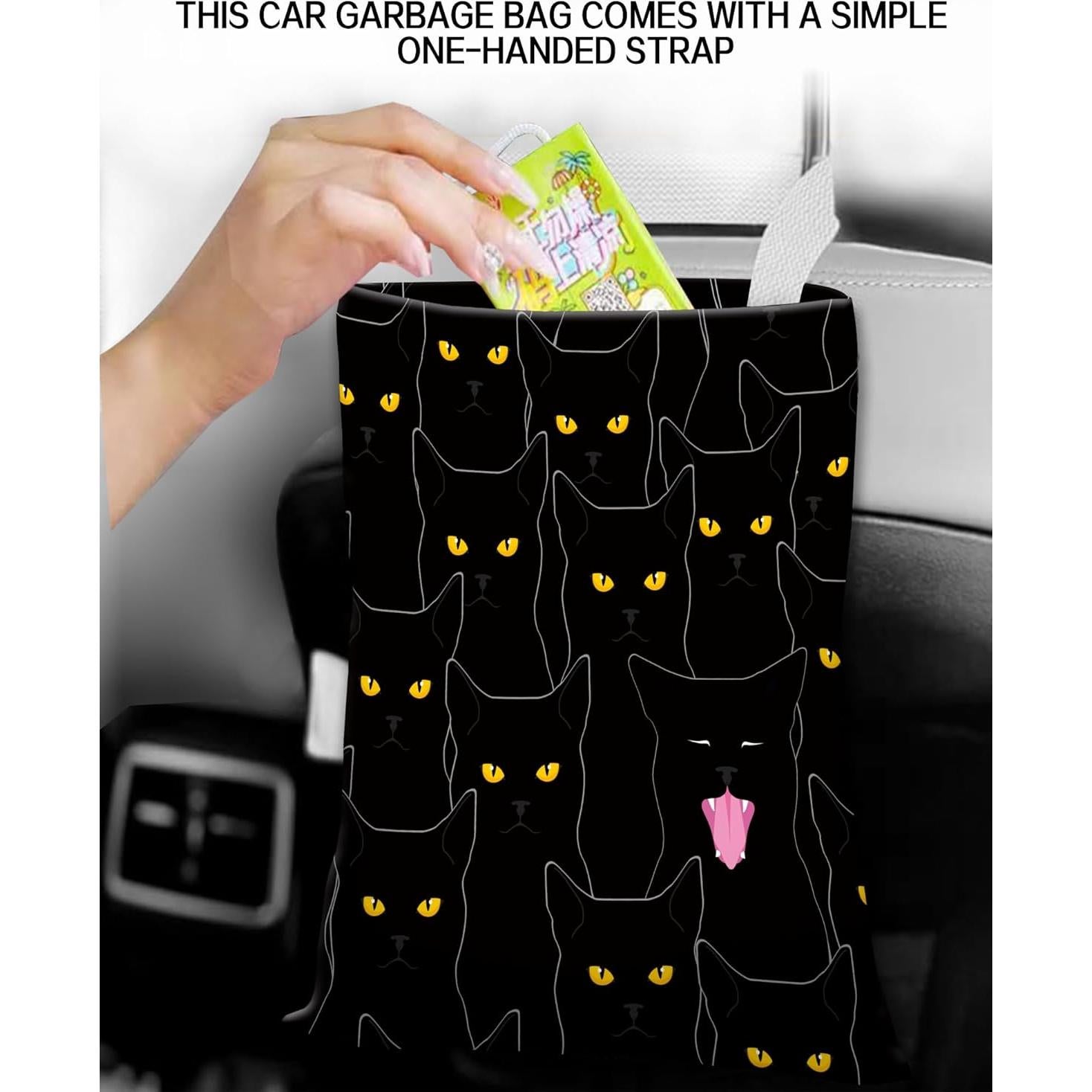 Basurero de Auto Colgante ANKVRP Gatos Negros 30x24cm