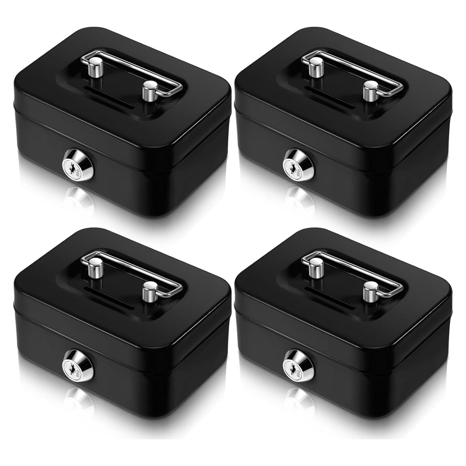 Caja de Dinero con Cerradura Tandefio 4 Piezas Negra 11.5x8.5x5cm