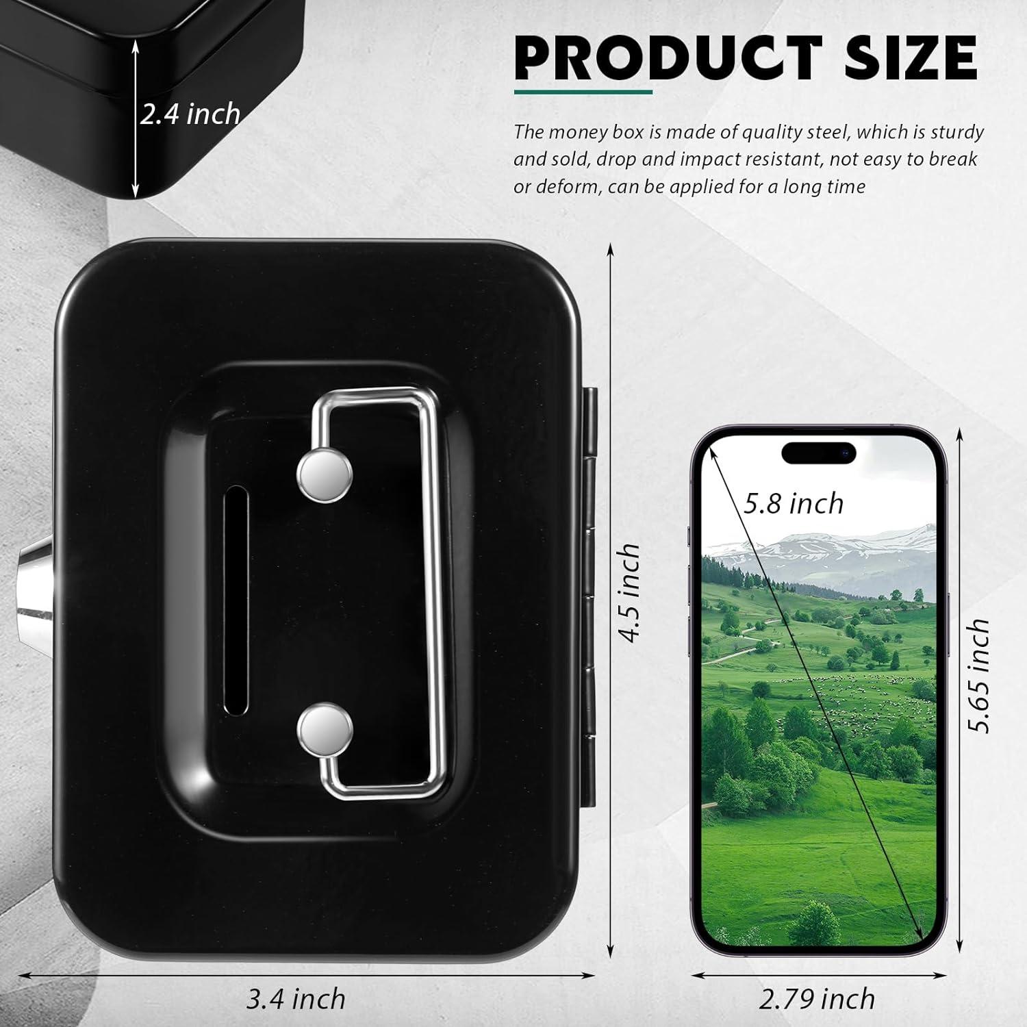 Caja de Dinero con Cerradura Tandefio 4 Piezas Negra 11.5x8.5x5cm