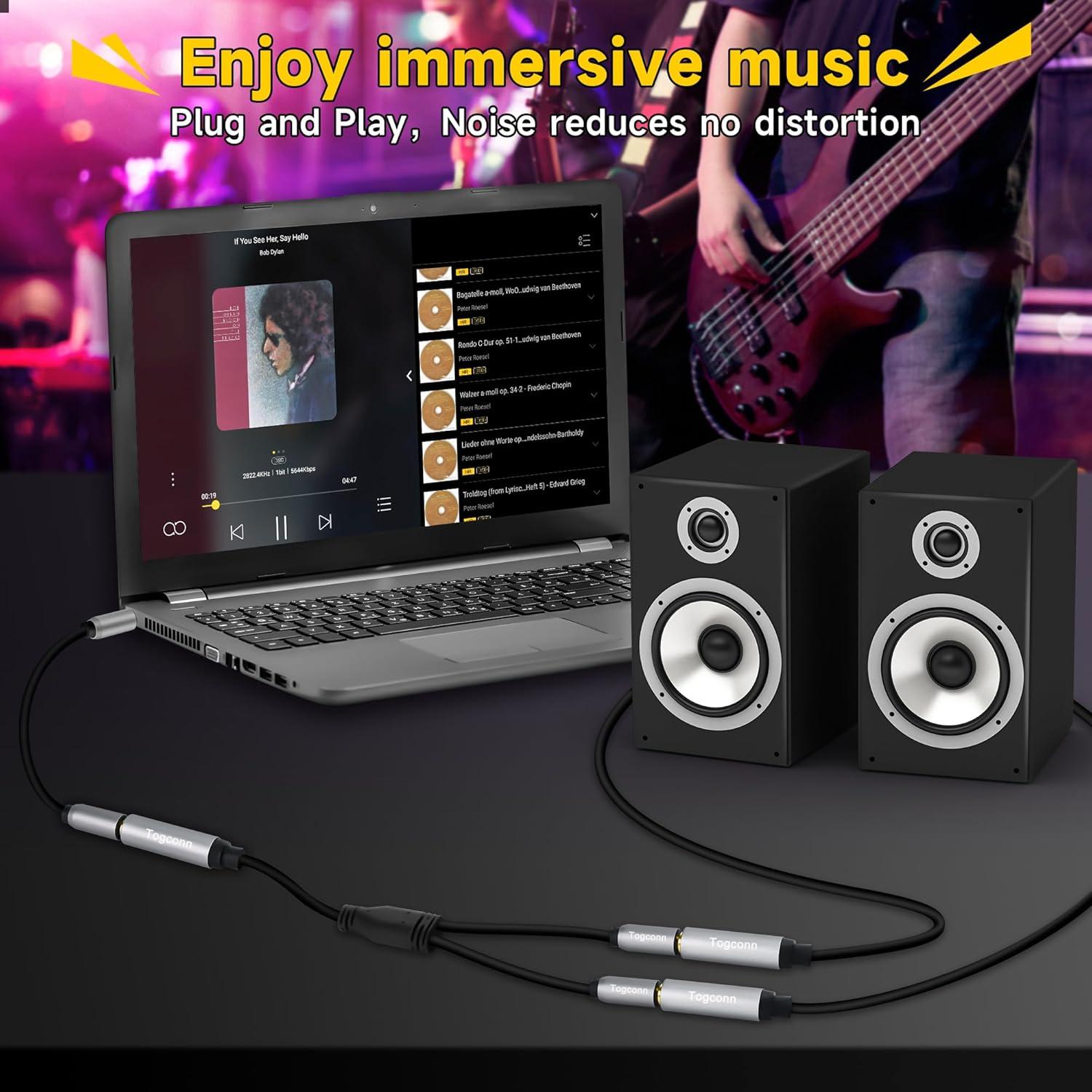 Adaptador Y Divisor Mono TS 6.35mm Togconn 1 Pie Audio