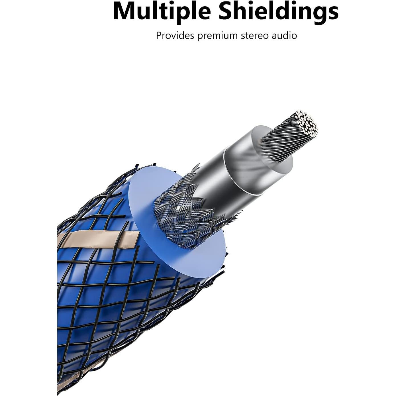 Cable de Subwoofer Coaxial EMK 1m RCA Dorado Doble Apantallado