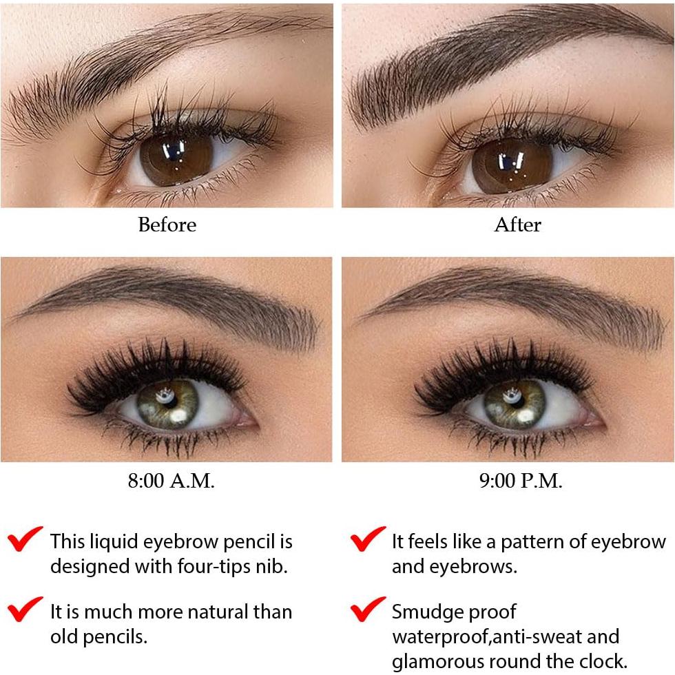 Lápiz de Cejas BINGBRUSH 4 Puntos Impermeable Color Castaño