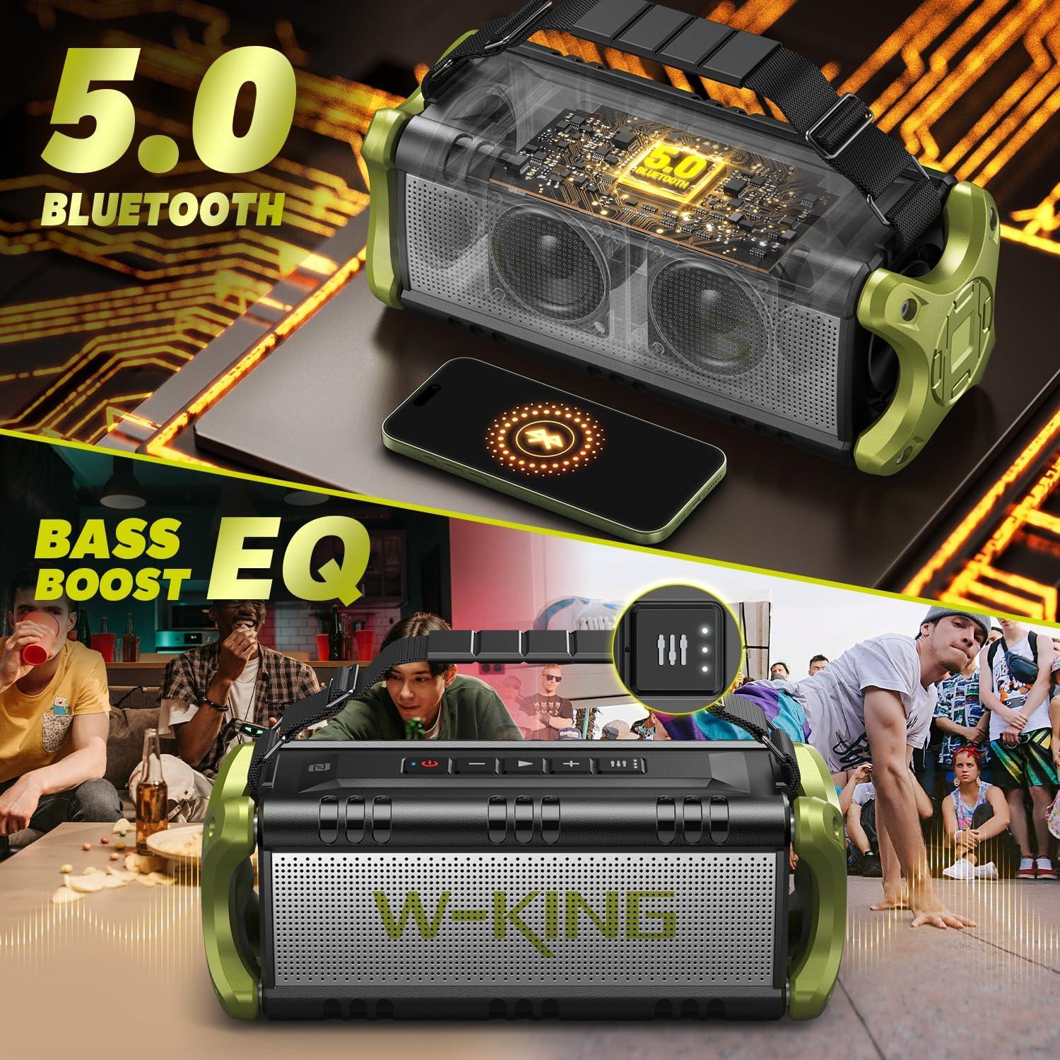 Altavoz Bluetooth W-KING D8 90W Impermeable IPX6 40H Batería