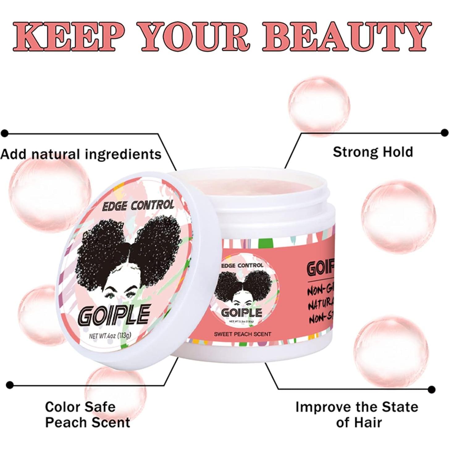 Cera de Control de Bordes Goiple 4oz Durazno Dulce Fijación Fuerte