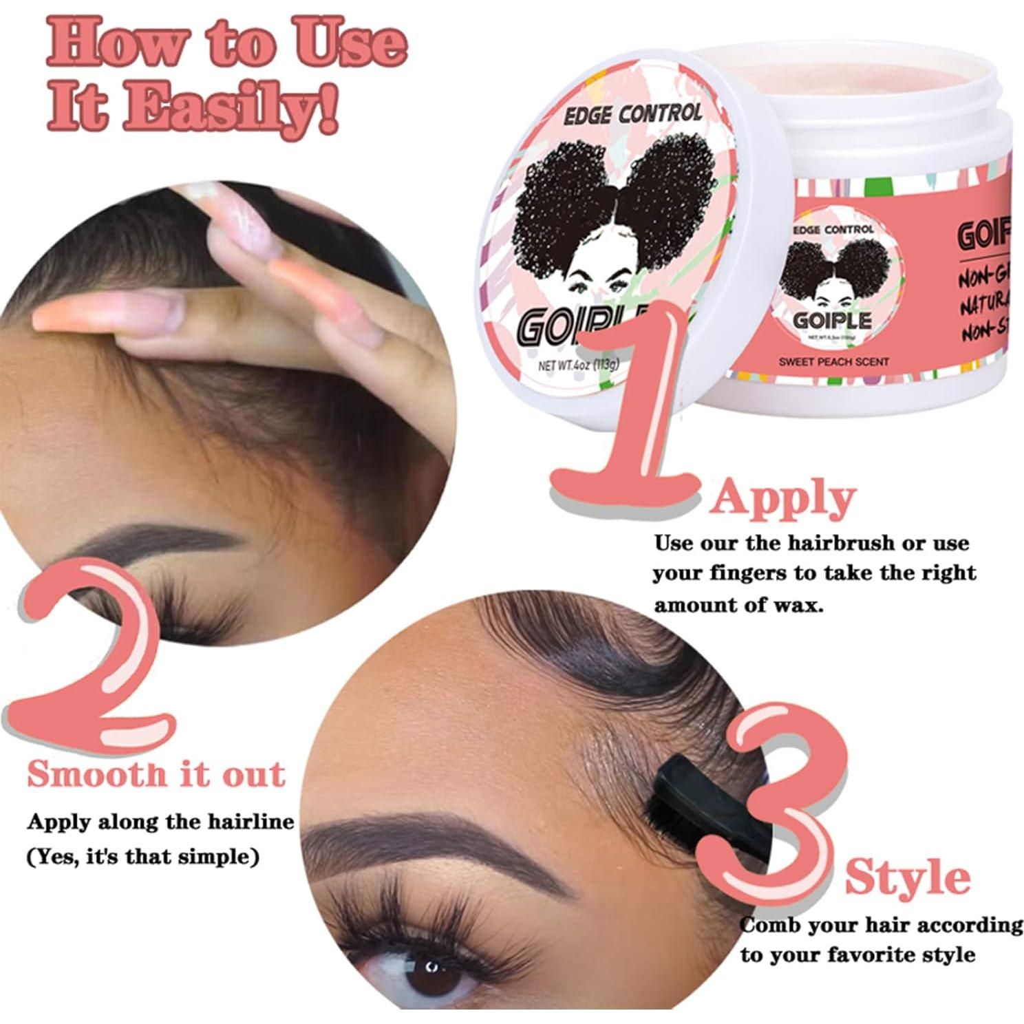 Cera de Control de Bordes Goiple 4oz Durazno Dulce Fijación Fuerte