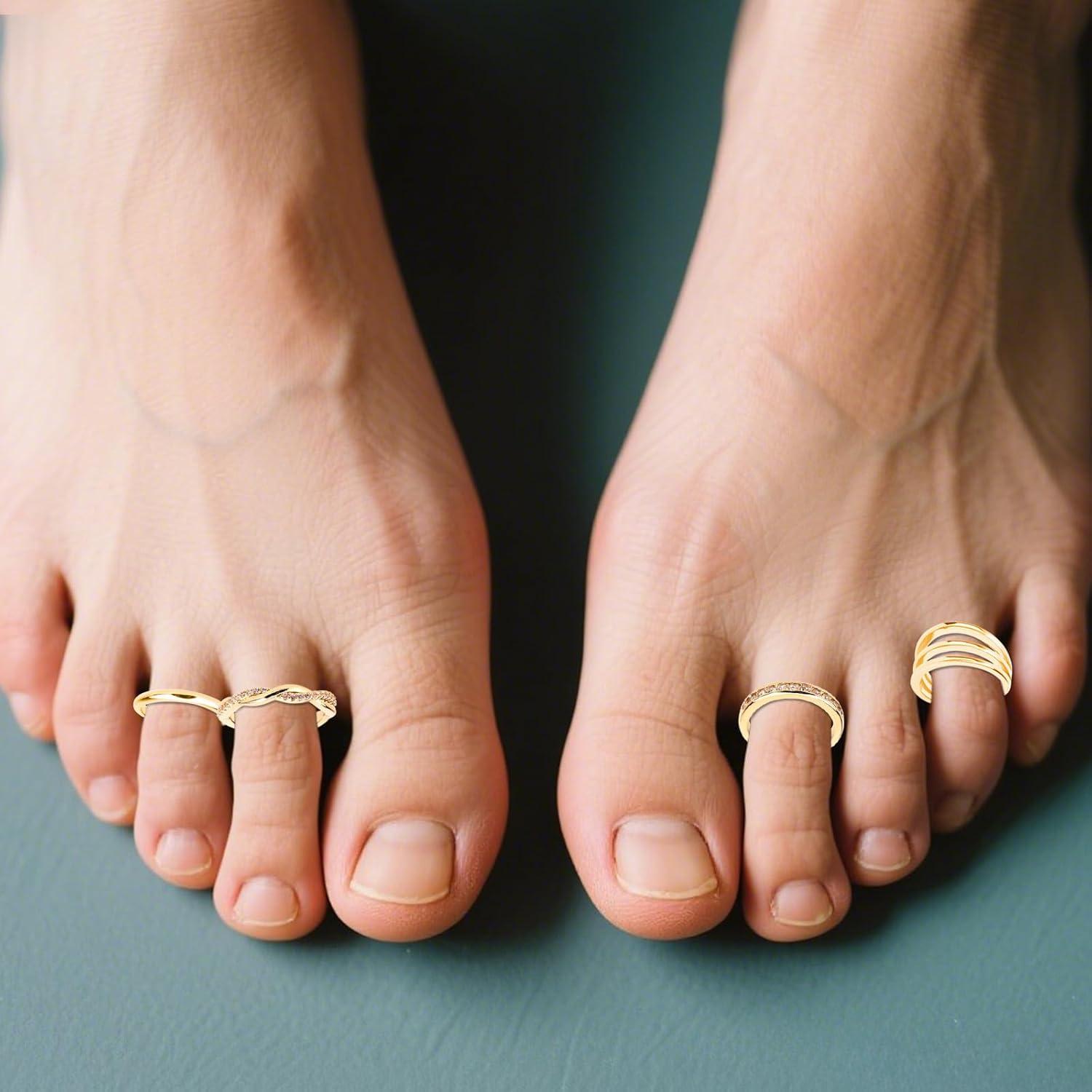 Juego de 4 Anillos Ajustables para Dedos de los Pies Mikovivi