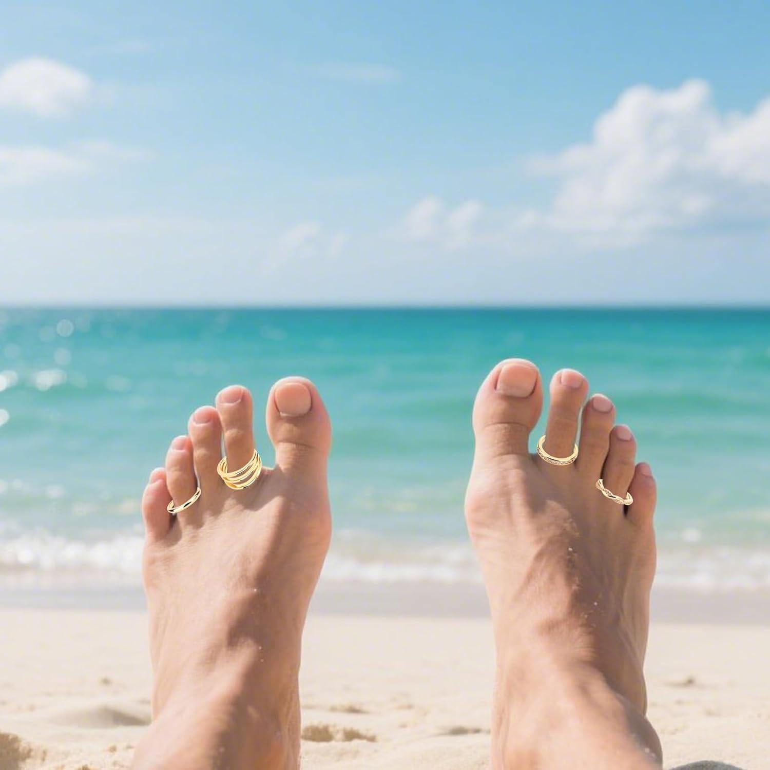 Juego de 4 Anillos Ajustables para Dedos de los Pies Mikovivi