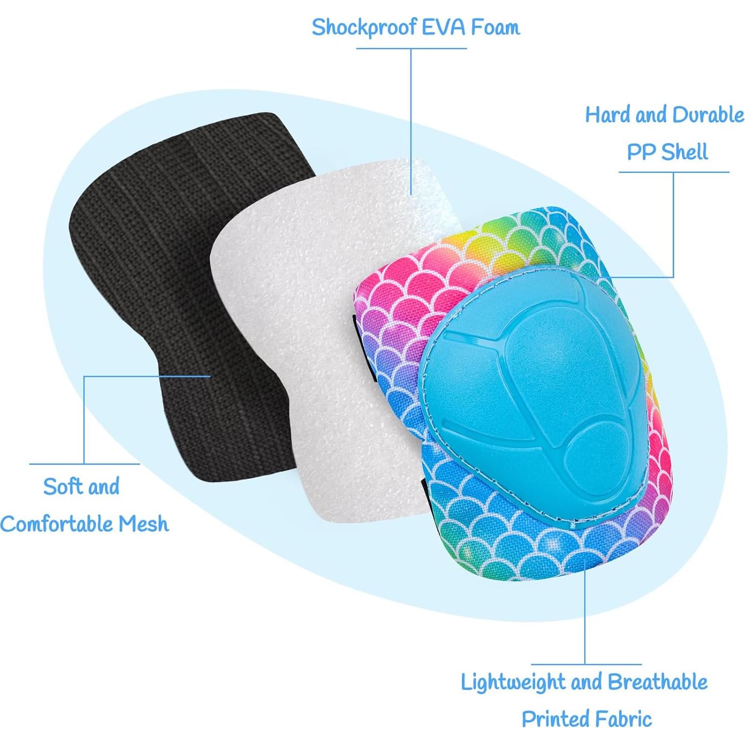 Conjunto de Protección Infantil PAMAID 7 en 1 - Rodilleras, Coderas y Muñequera Ajustables para Niños 3-8 Años