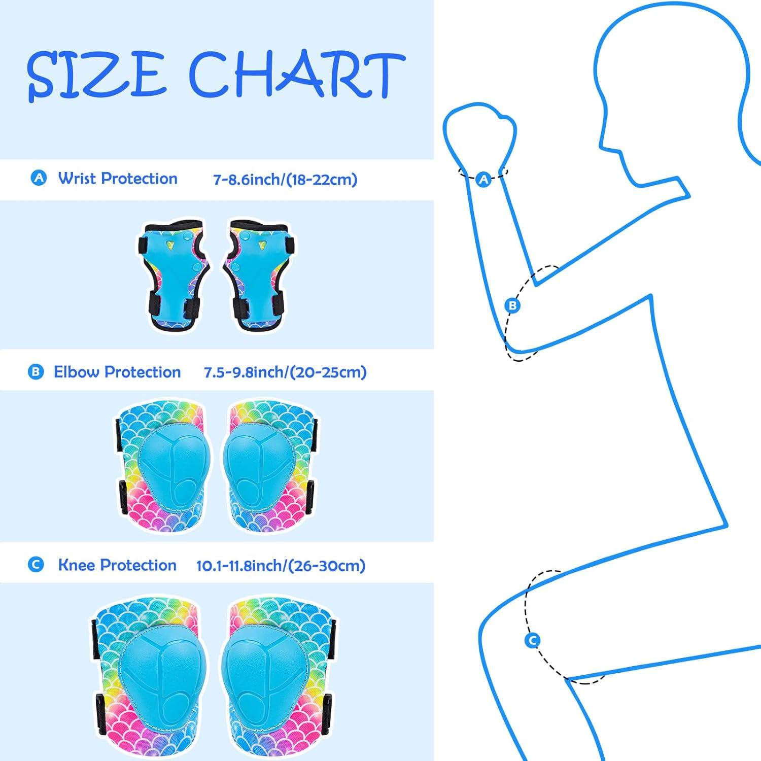Conjunto de Protección Infantil PAMAID 7 en 1 - Rodilleras, Coderas y Muñequera Ajustables para Niños 3-8 Años
