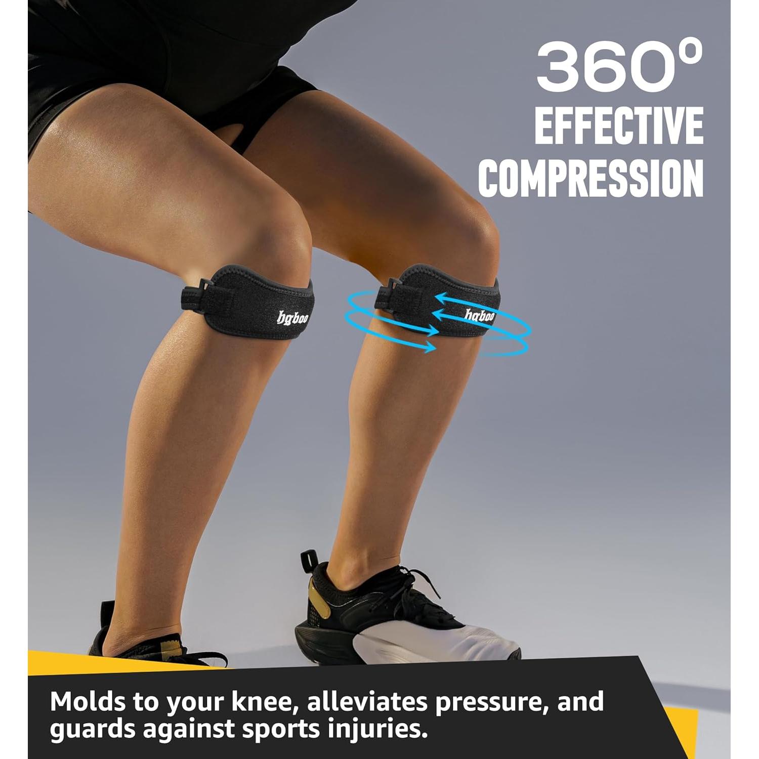 2-Pack Correas de Rodilla Ajustables HGBOO para Alivio del Dolor