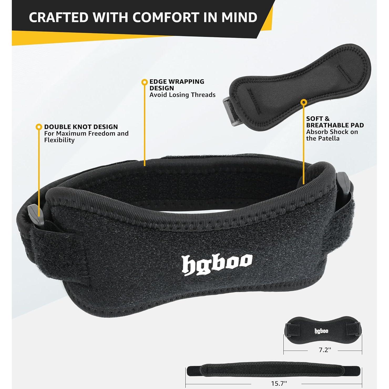 2-Pack Correas de Rodilla Ajustables HGBOO para Alivio del Dolor