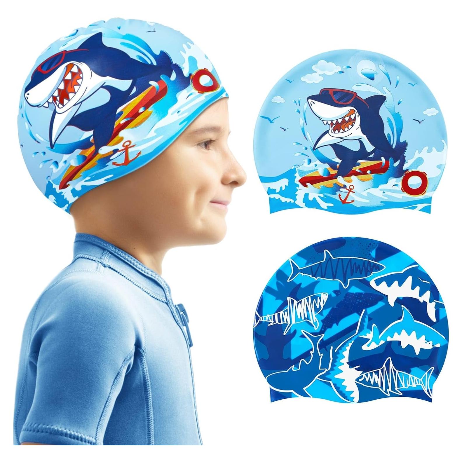 Paquete de 2 Gorras de Baño WAWSAM Silicona Impermeables Niños
