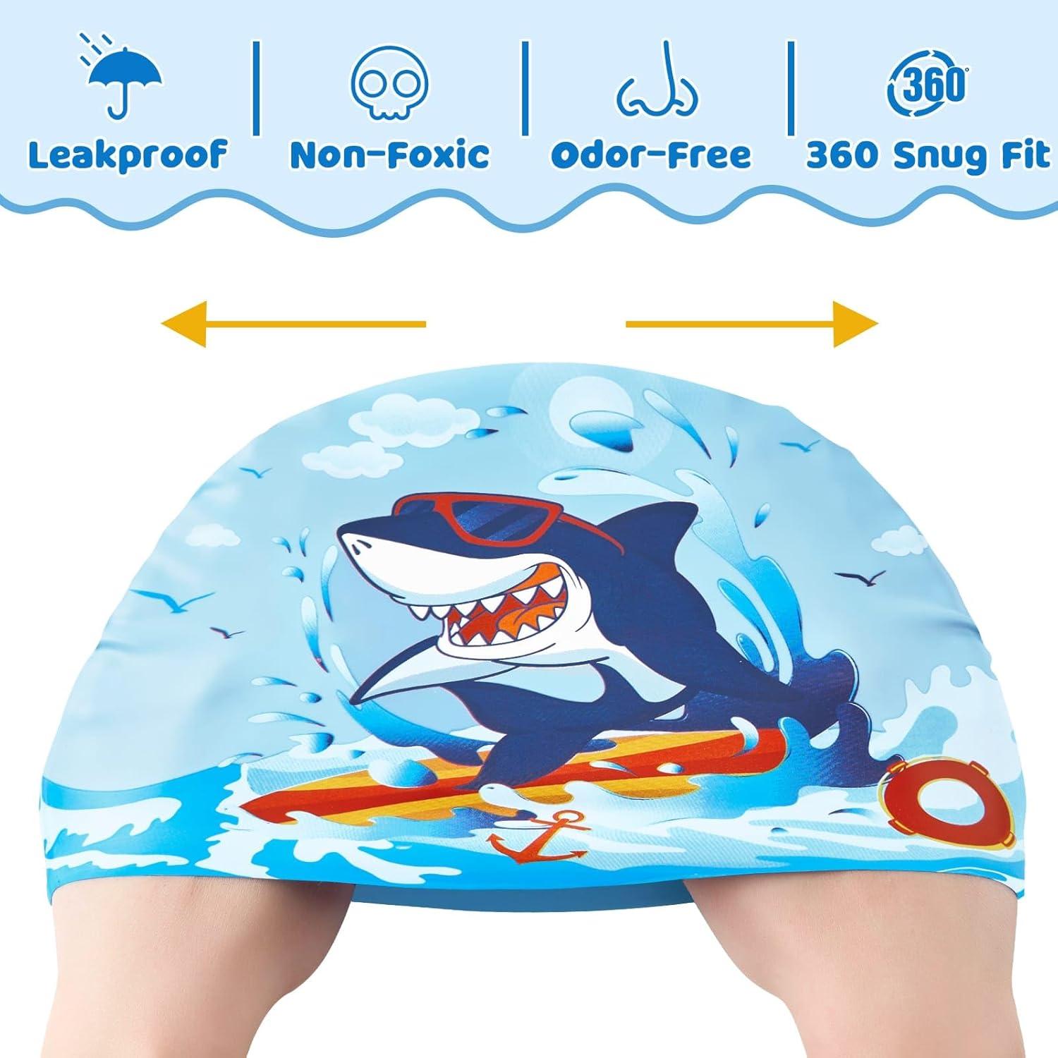 Paquete de 2 Gorras de Baño WAWSAM Silicona Impermeables Niños