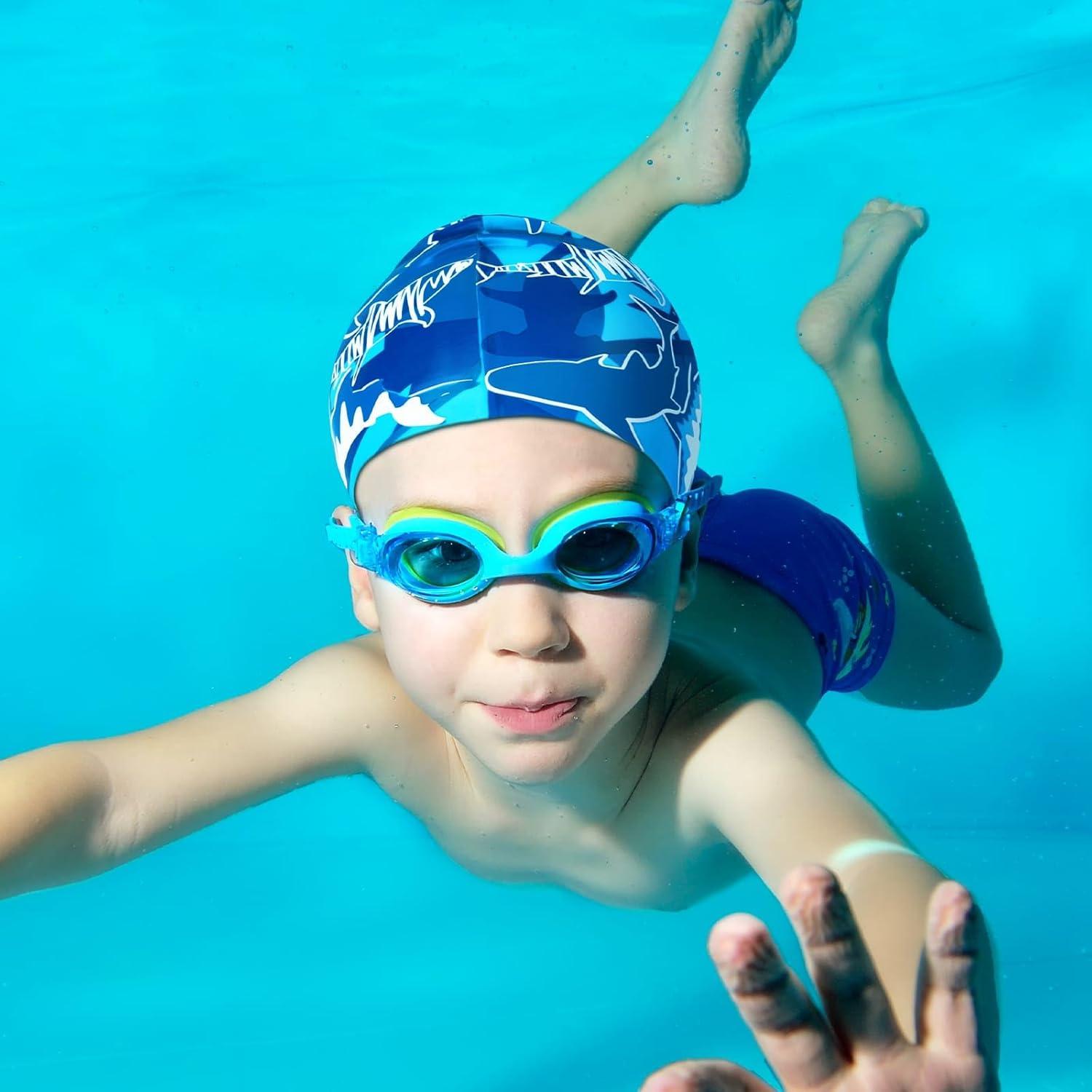 Paquete de 2 Gorras de Baño WAWSAM Silicona Impermeables Niños