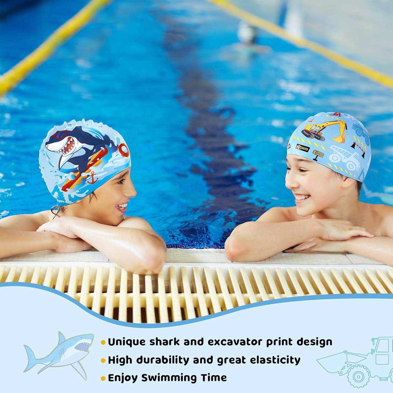 Paquete de 2 Gorras de Baño WAWSAM Silicona Impermeables Niños