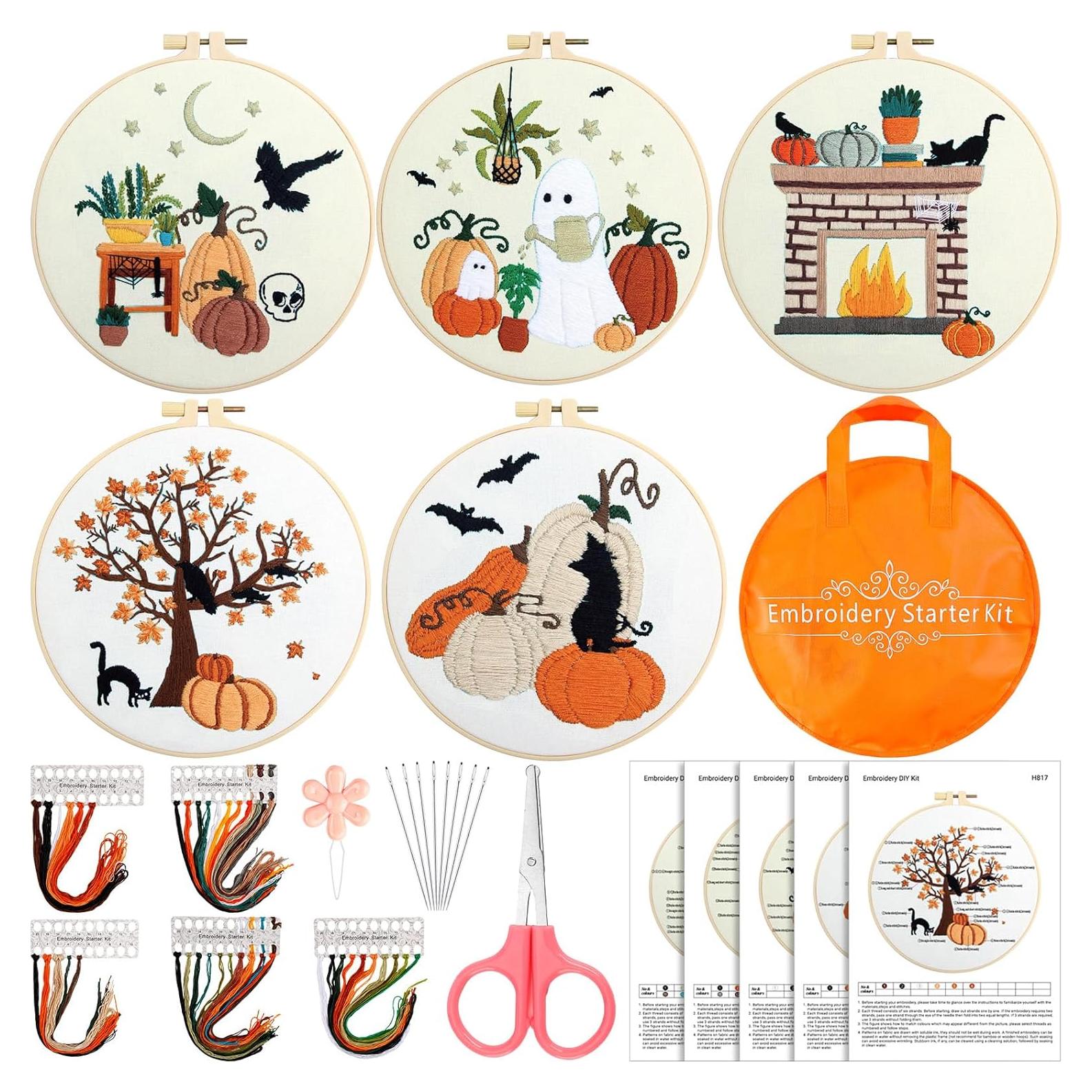 Kit de Bordado Yuxung para Principiantes - 5 Juegos Otoño Halloween