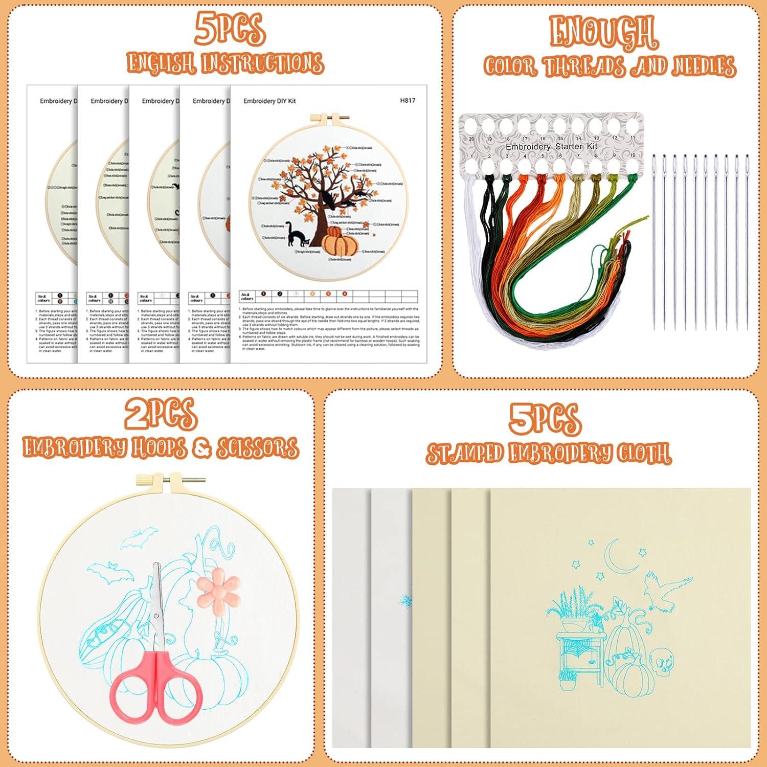 Kit de Bordado Yuxung para Principiantes - 5 Juegos Otoño Halloween