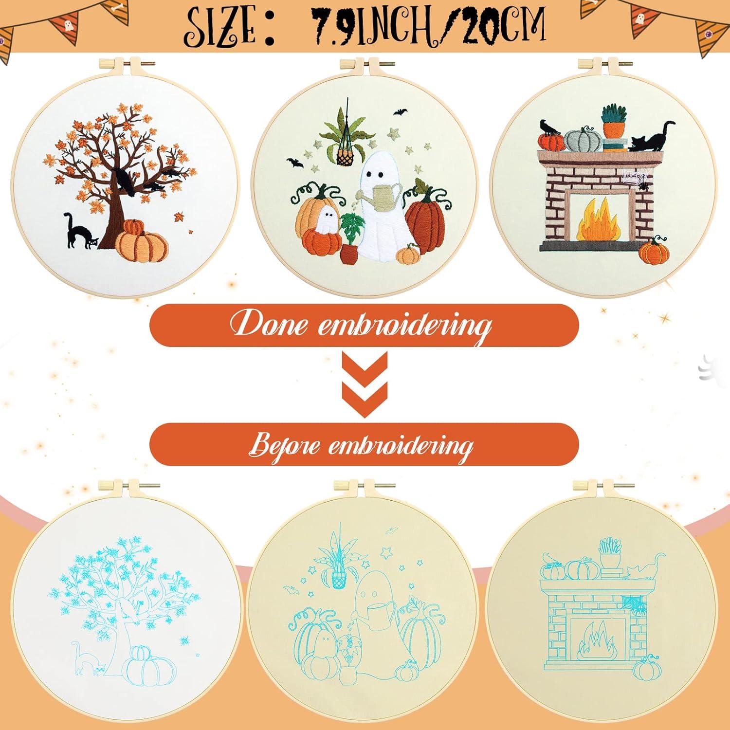 Kit de Bordado Yuxung para Principiantes - 5 Juegos Otoño Halloween