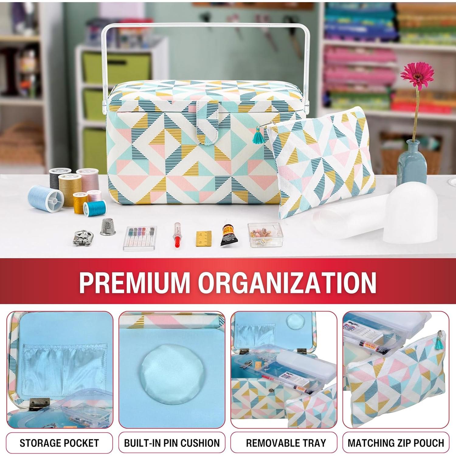 Cesta de Costura SINGER Grande con Kit de Emergencia y Bolsa