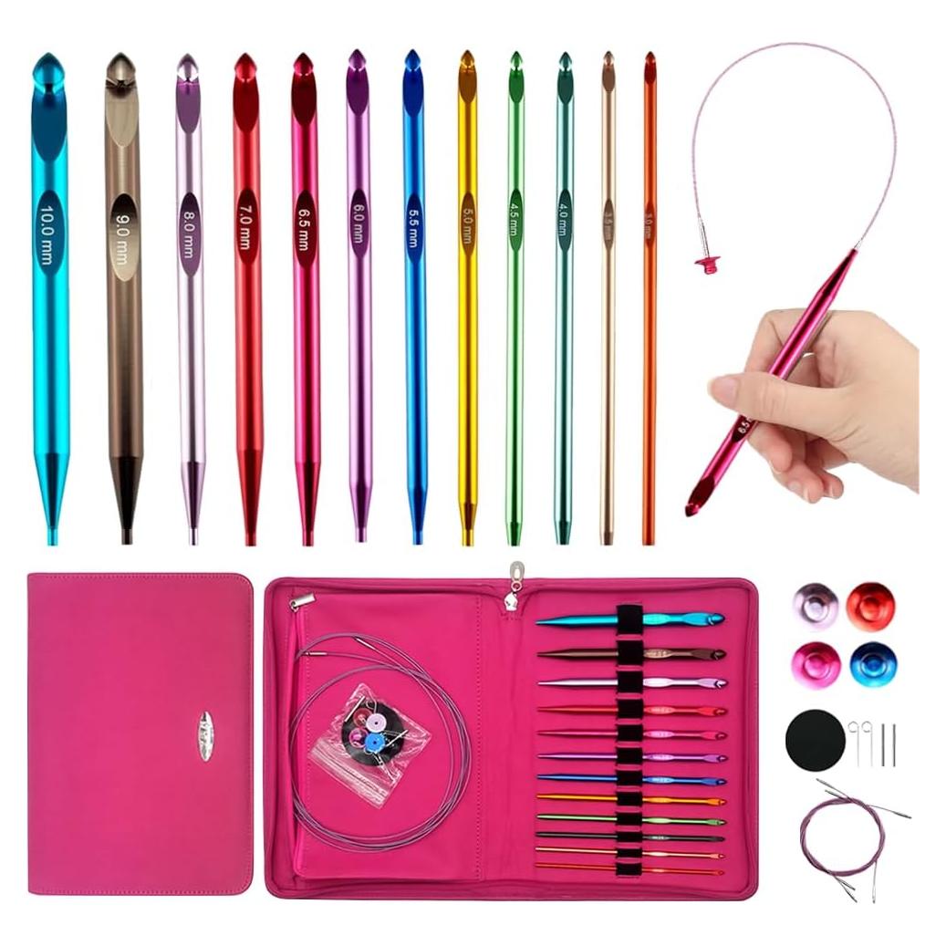 Juego de Ganchillos Tunecinos Yarniss 3mm-10mm con Cable