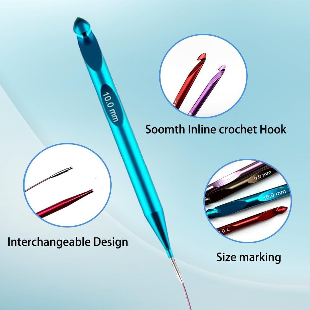 Juego de Ganchillos Tunecinos Yarniss 3mm-10mm con Cable