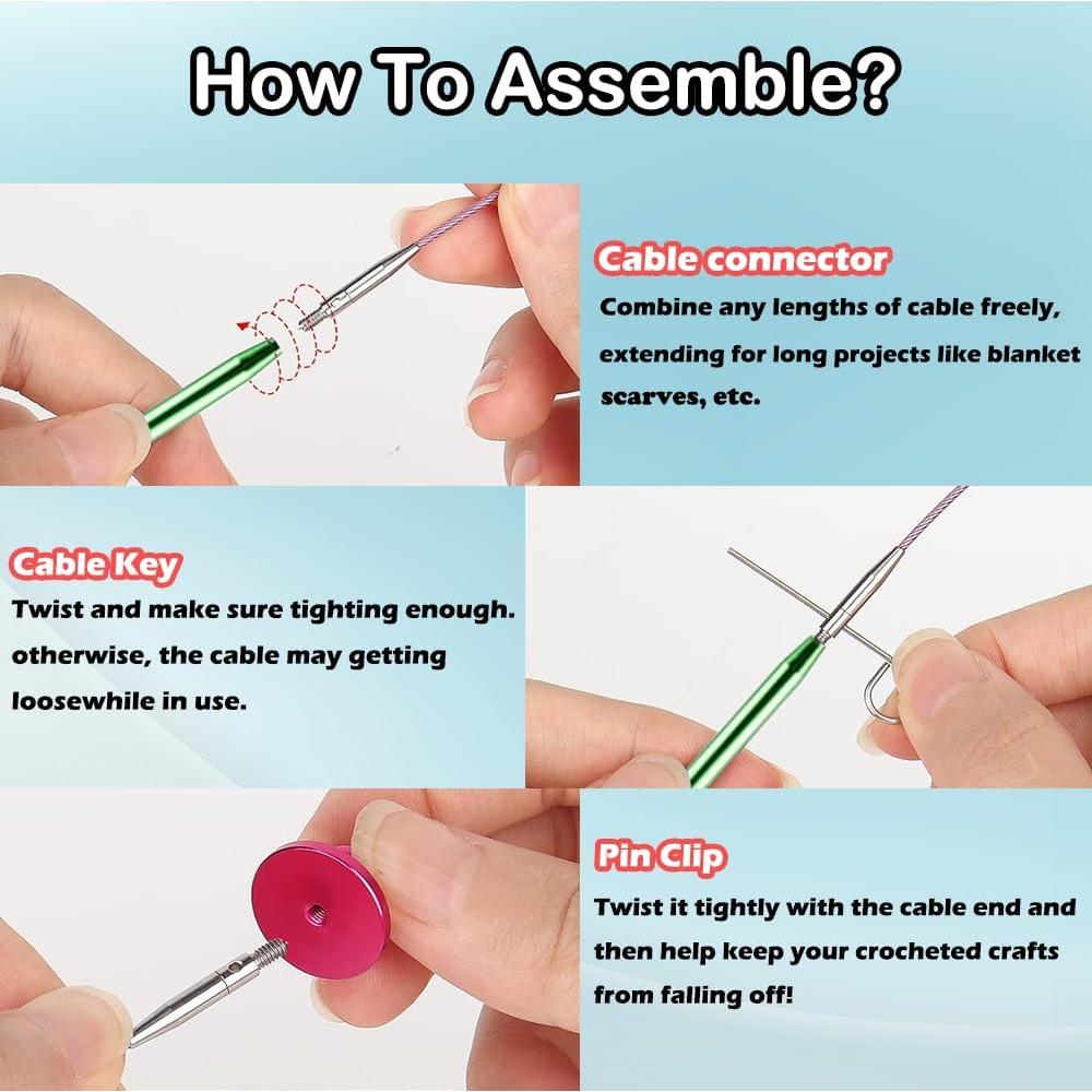 Juego de Ganchillos Tunecinos Yarniss 3mm-10mm con Cable