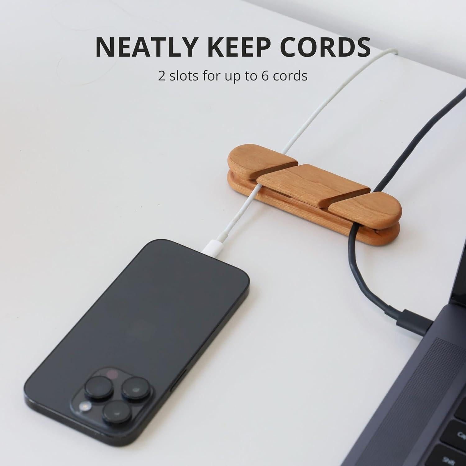 Clips de Cable Muso Wood Cereza - Organizador de Cables 3x2