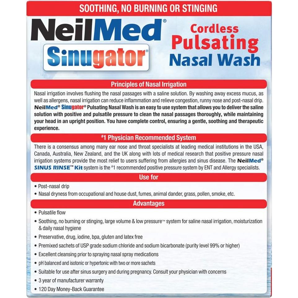 Kit de Lavado Nasal Sin Cable NeilMed Sinugator 30 Paquetes