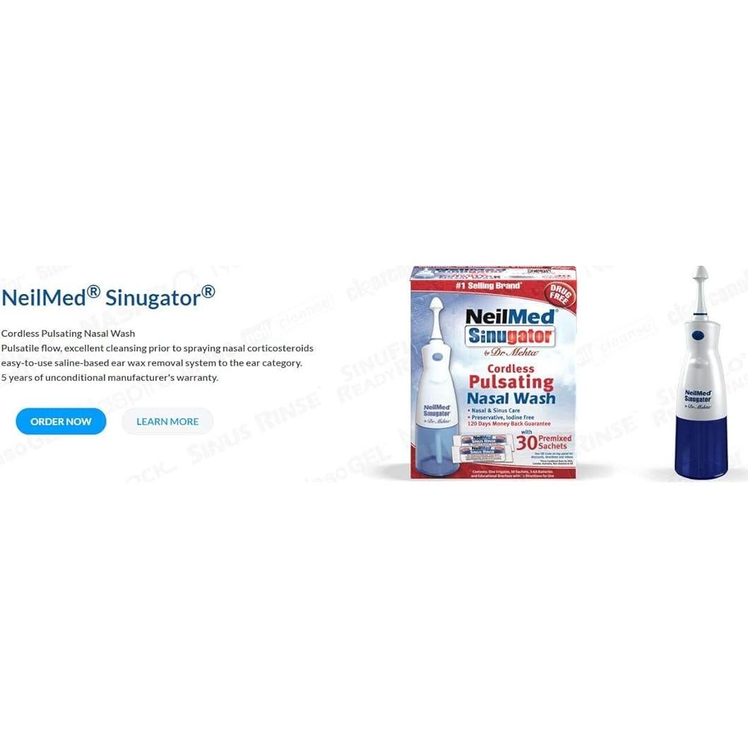 Kit de Lavado Nasal Sin Cable NeilMed Sinugator 30 Paquetes