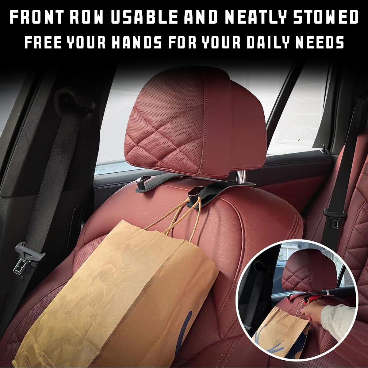 Gancho para Reposacabezas de Coche Bittwee 2PCS Negro 50kg