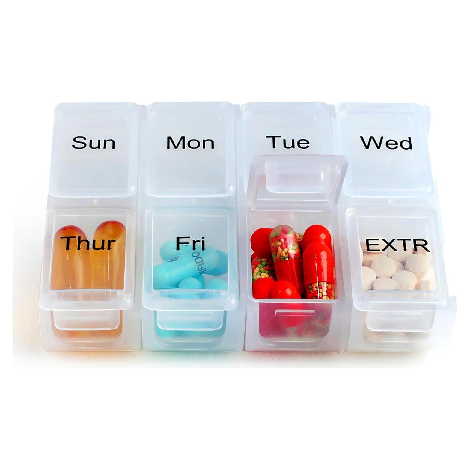 Organizador de Pastillas Semanal MZRoyal - 7 Días, 8 Compartimentos