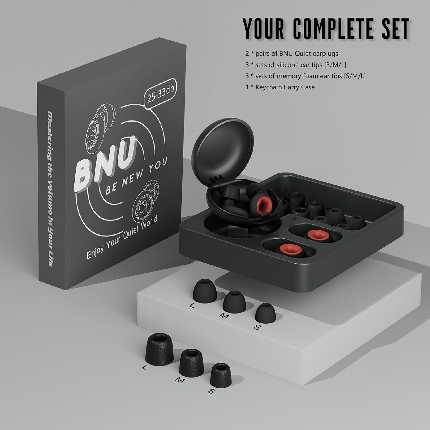 Tapones para oídos BNU alta fidelidad 25-33dB 2 pares