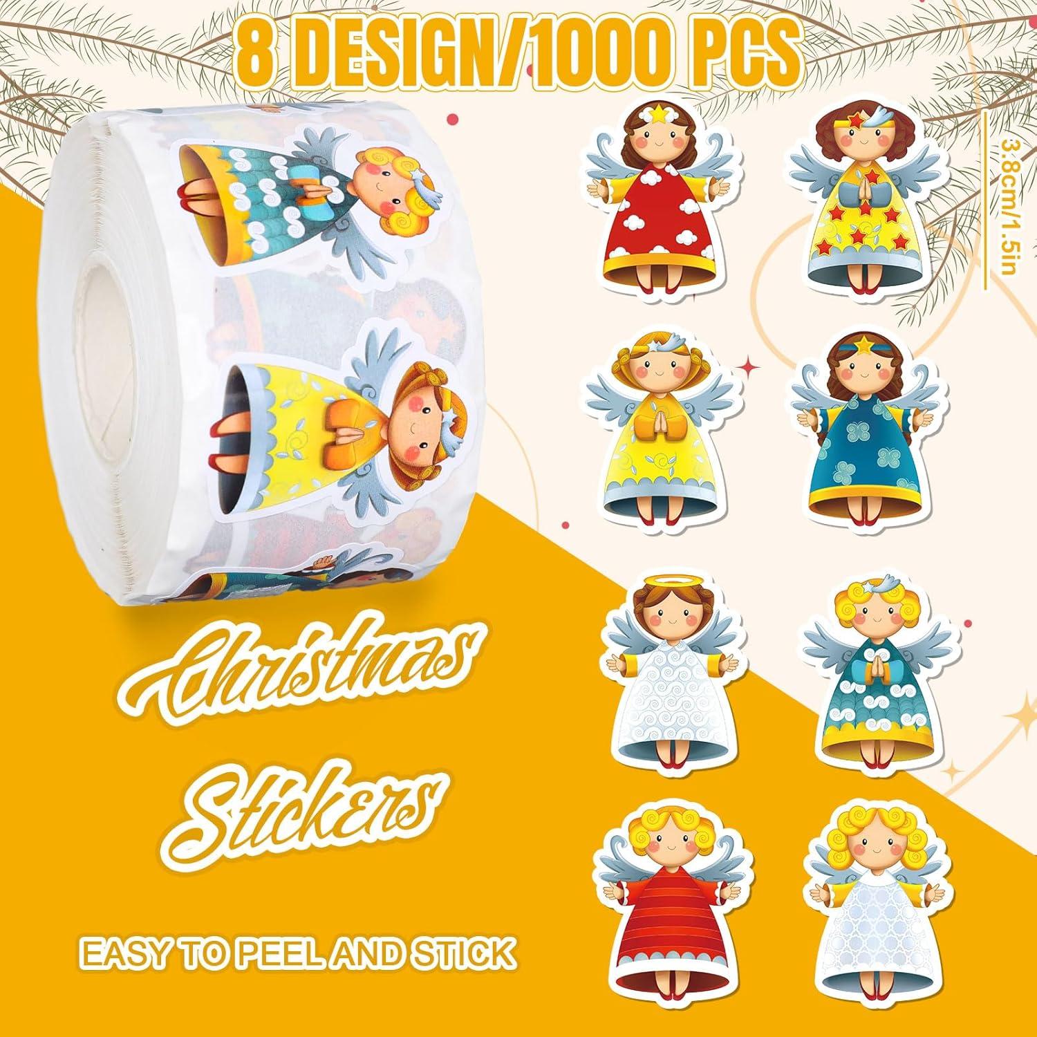 Rollo de 1000 Pegatinas de Ángel Navideñas Whaline 3.81 cm