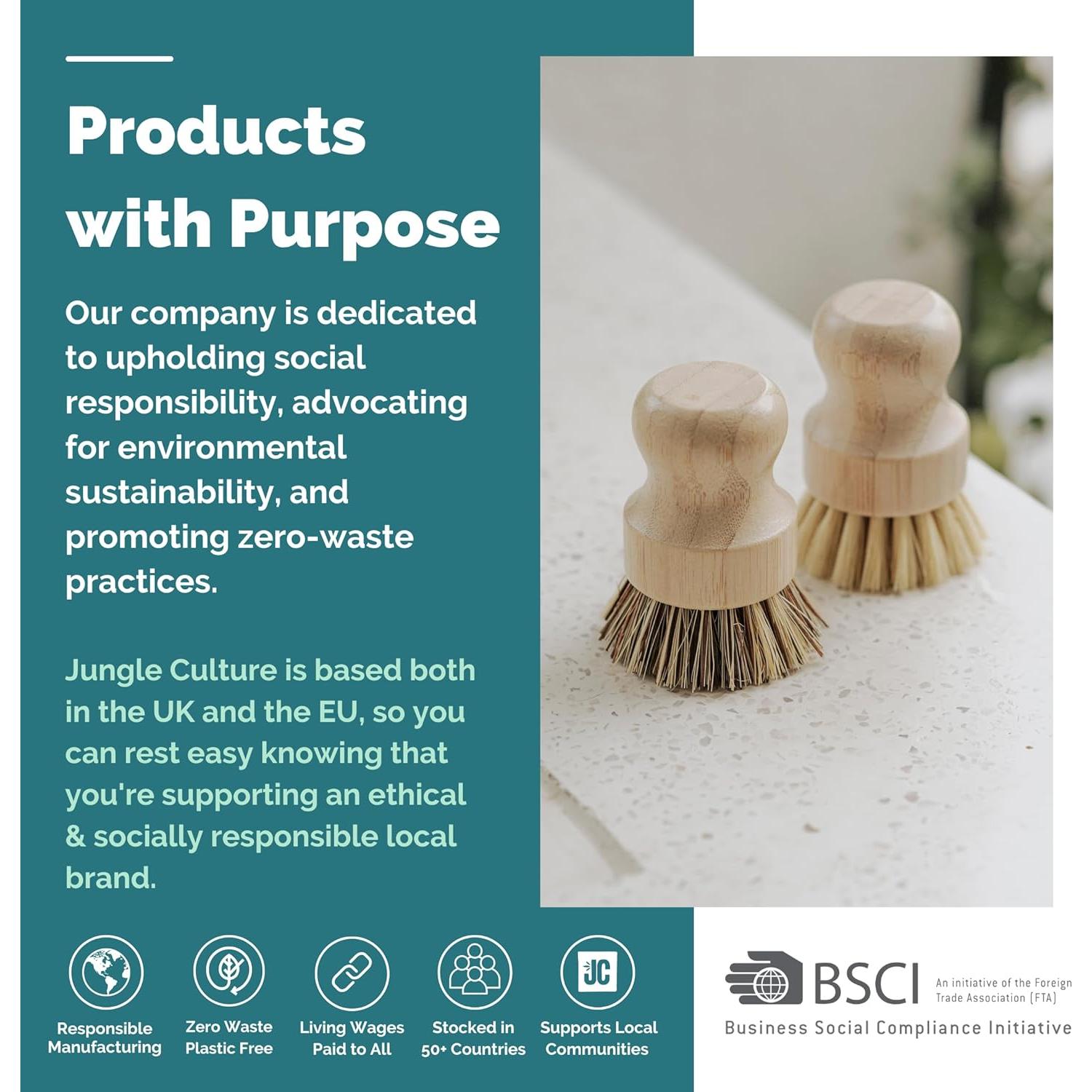 Juego de 2 Estropajos de Cocina Jungle Culture - Cepillos de Bambú Ecológicos