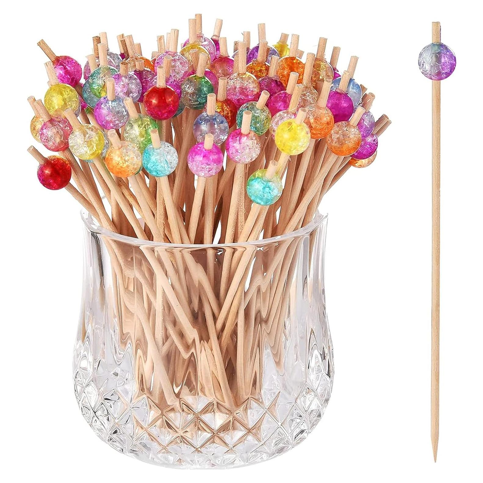 Palillos de Cóctel ALINK 100-Pack 12 cm Coloridos de Madera