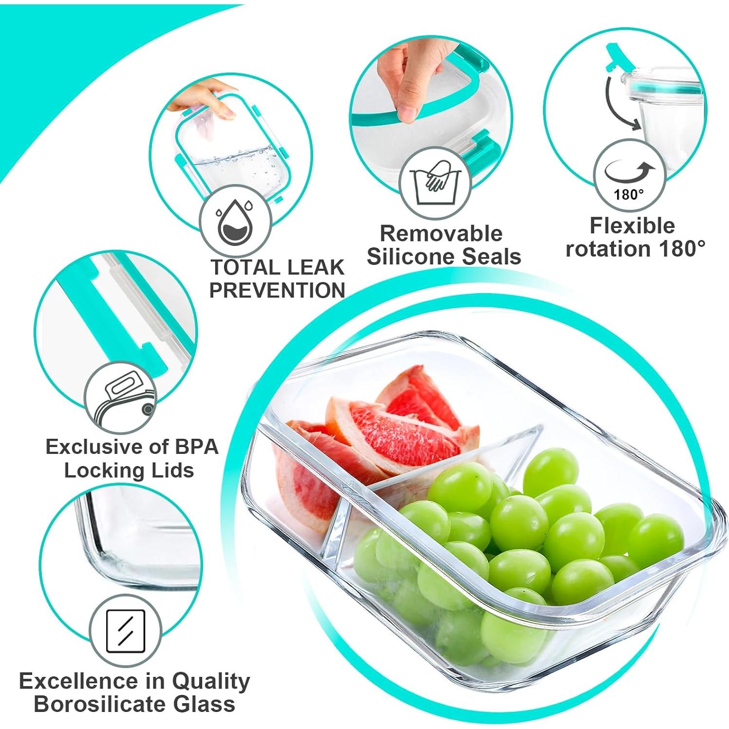 Contenedores de Vidrio VERONES 5 Piezas 1020ml Herméticos