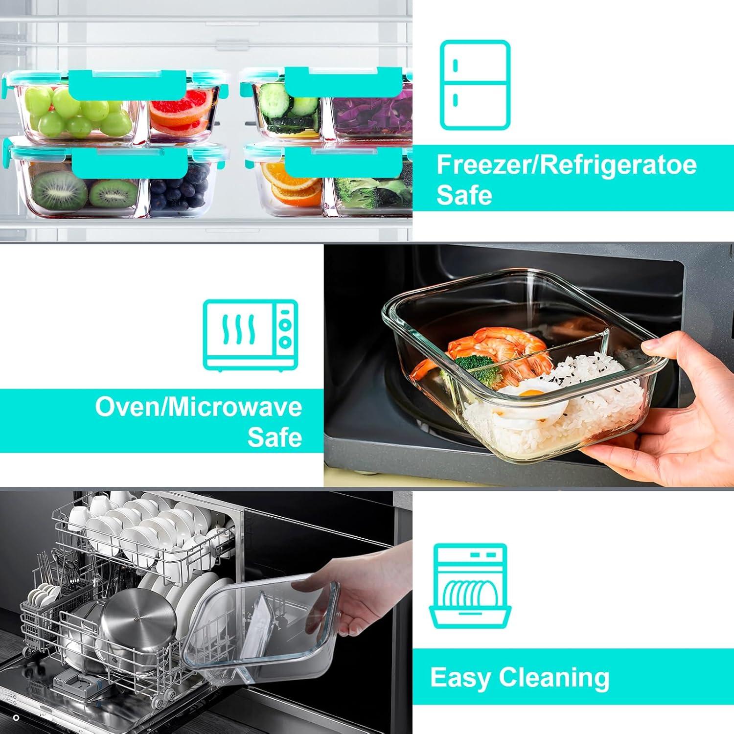 Contenedores de Vidrio VERONES 5 Piezas 1020ml Herméticos