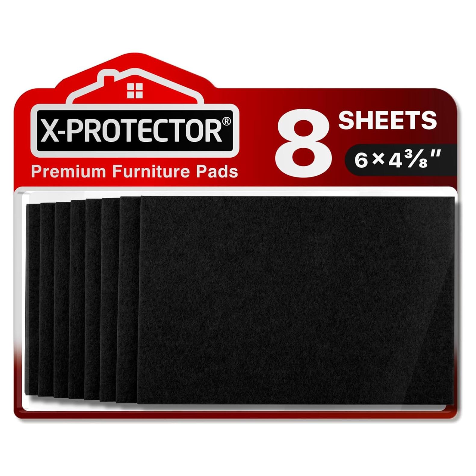 Almohadillas de Fieltro X-PROTECTOR 8 PCS 15.24x11.11 cm Negras