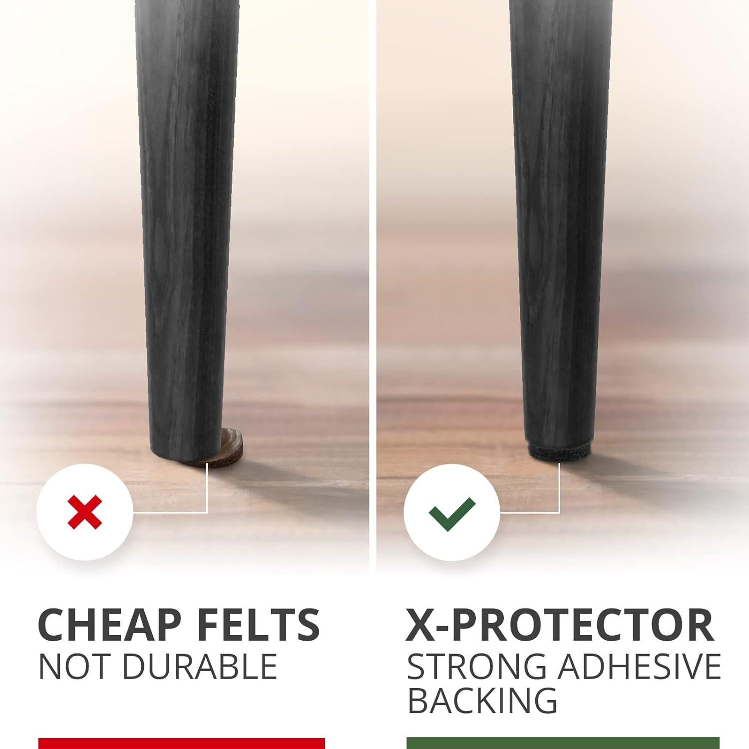 Almohadillas de Fieltro X-PROTECTOR 8 PCS 15.24x11.11 cm Negras